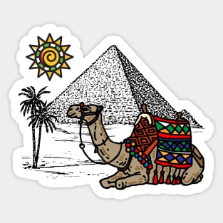 Camel and the pyramids Sticker